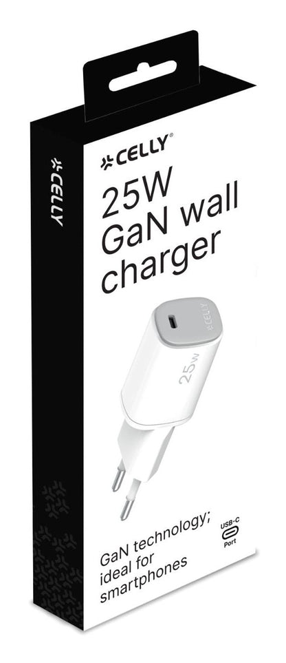 Cargador Pared CELLY 25W 1USB-C Blanco (UPTC1USBC25WWH)