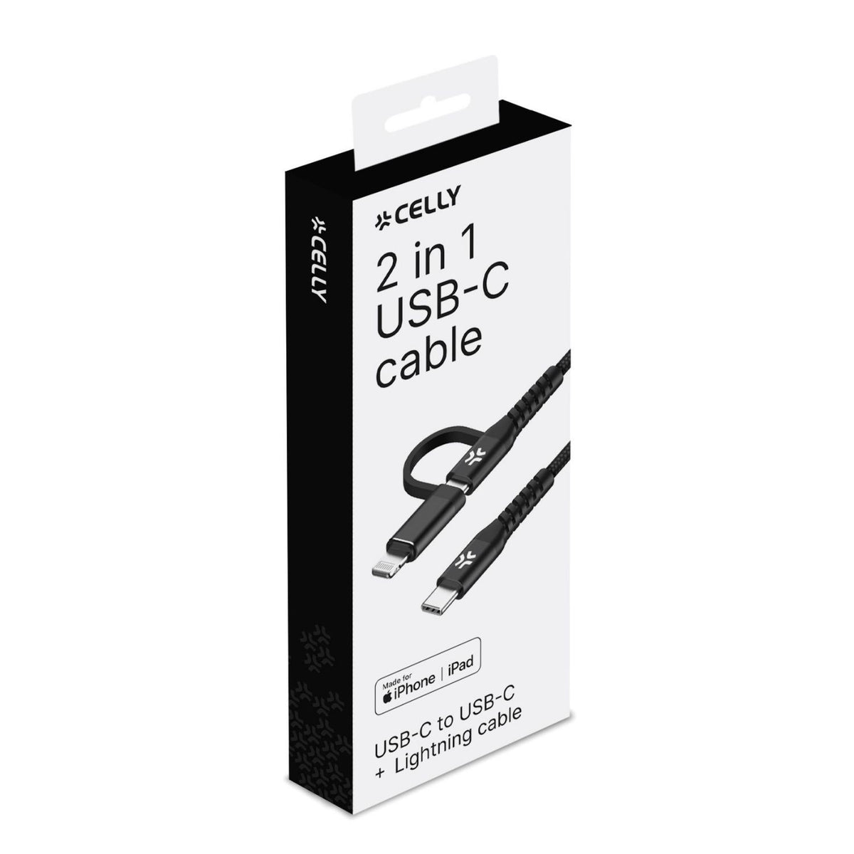 Cable CELLY USB-C a USB-C/Lightning 100W (USBC2IN1BK)
