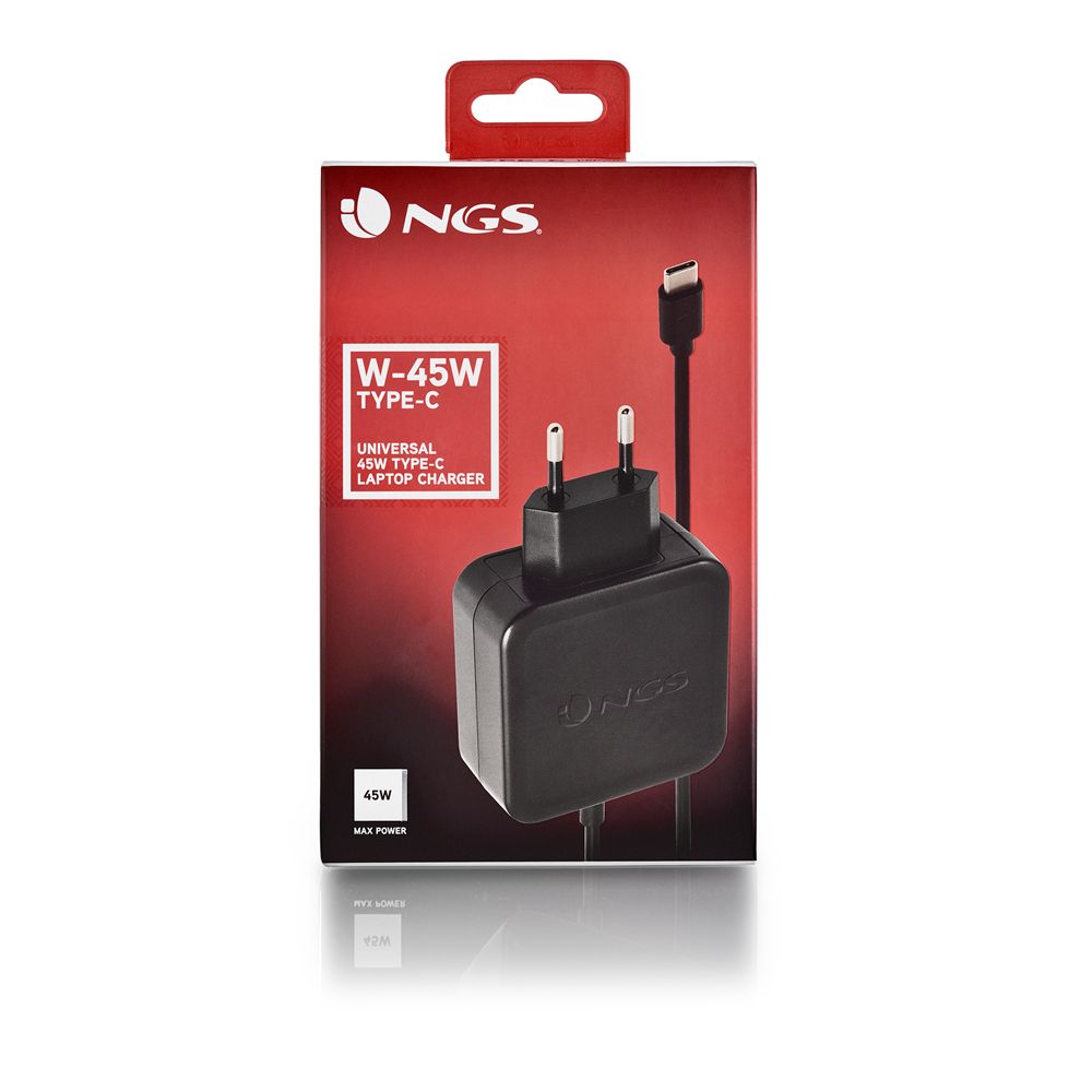 Cargador Pared NGS 45W Cable USB-C Negro (W-45WTYPEC)