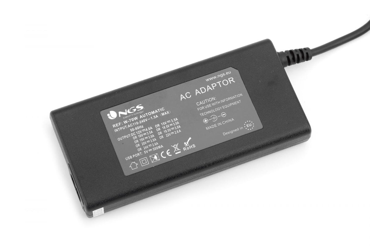 Cargador Automático NGS 70W 9 DC 1xUSB Negro (W-70W)