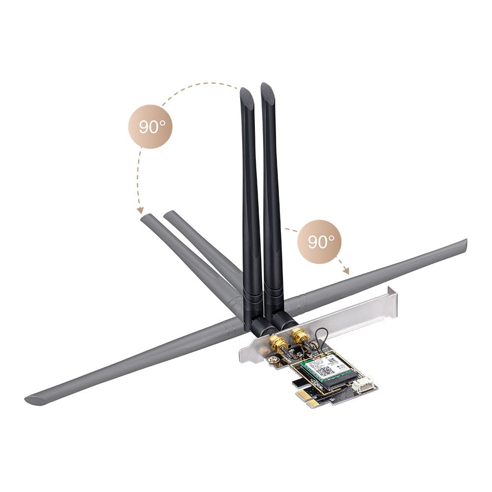 Adaptador CUDY AX5400 PCIe WiFi 6E BT Negro (WE3000)