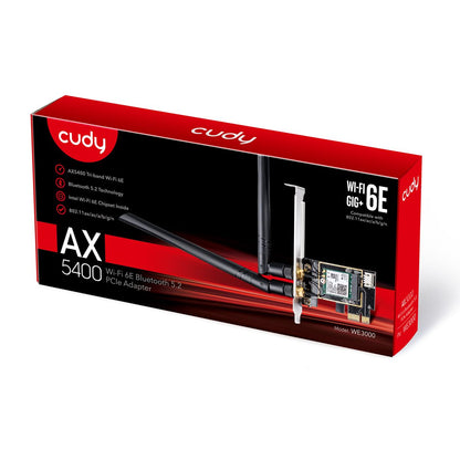Adaptador CUDY AX5400 PCIe WiFi 6E BT Negro (WE3000)