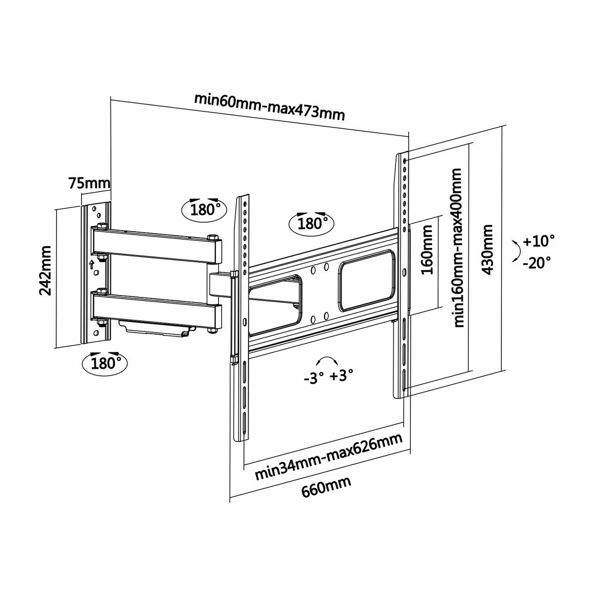 Soporte Pared AISENS 37-70" Gira/Inclina (WT70TSLE-025)