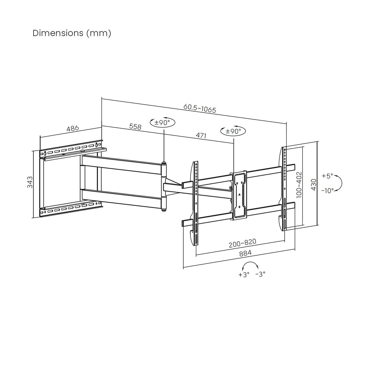 Soporte Pared AISENS 43"-80" Inclina/Gira(WT80TSLE-419)