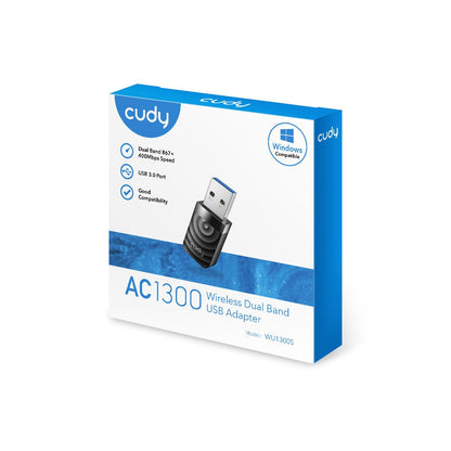 Adaptador CUDY AC1300 WiFi DualBand USB 3.0 (WU1300S)