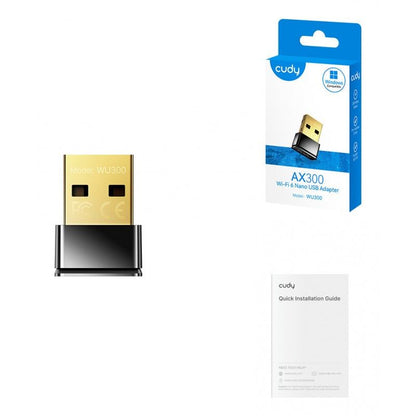 Adaptador CUDY Nano USB AX300 WiFi 6 Negro (WU300)