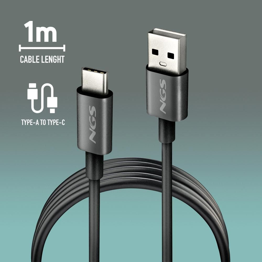 Cable NGS USB-C/M a USB-C/M 1m Negro (ZYRO-ACBLACK)