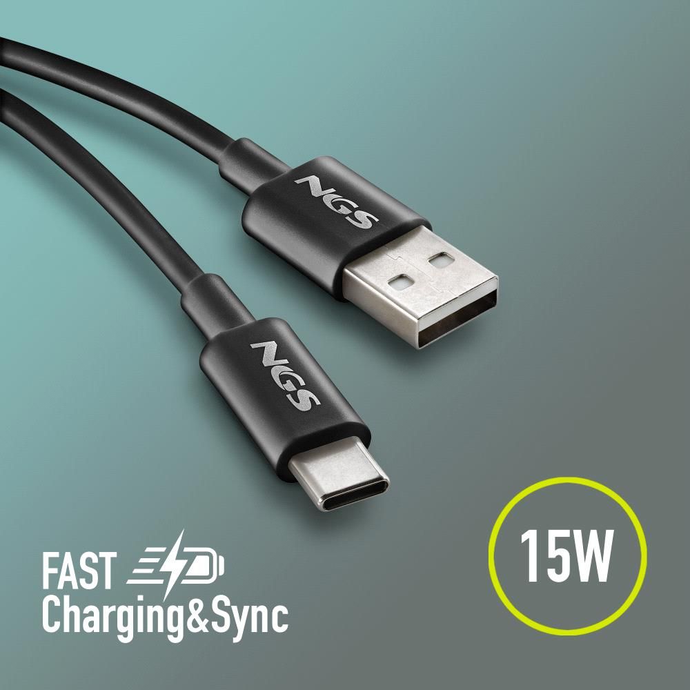 Cable NGS USB-C/M a USB-C/M 1m Negro (ZYRO-ACBLACK)