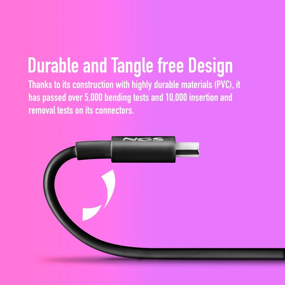 Cable NGS USB-C a USB-C 60W 1m Negro (ZYRO60W-1BLACK)