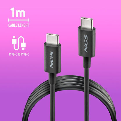 Cable NGS USB-C a USB-C 60W 1m Negro (ZYRO60W-1BLACK)