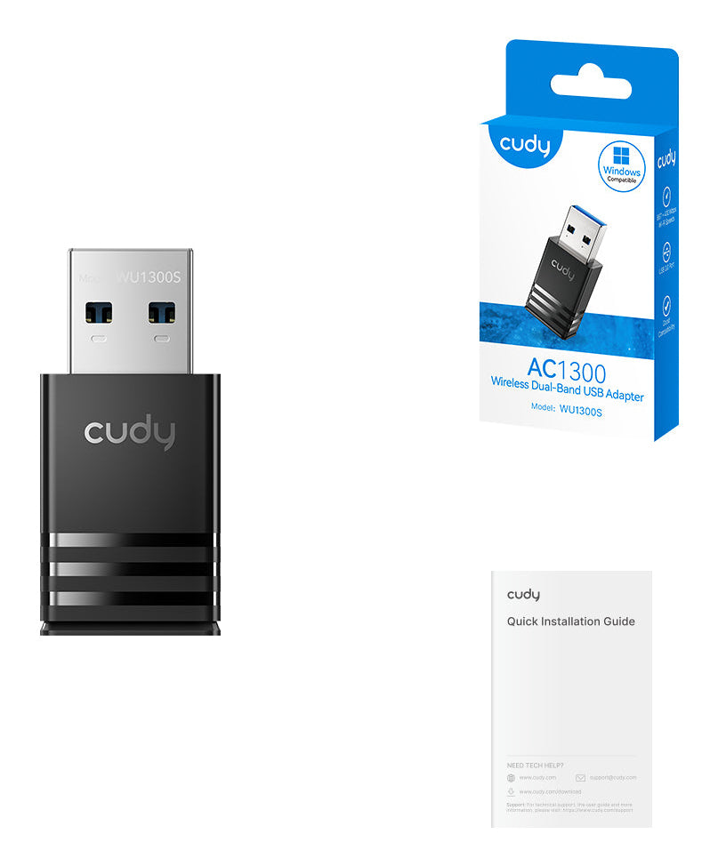 Adaptador CUDY AC1300 WiFi DualBand USB 3.0 (WU1300S)