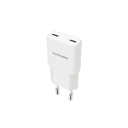 Cargador Nanocable 2xUSB-C PD 30W Blanco (10.10.2029)