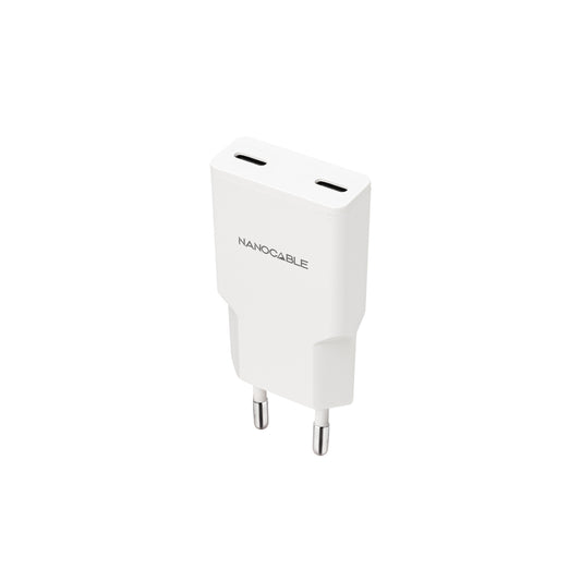 Cargador Nanocable 2xUSB-C PD 25W Blanco (10.10.2026)