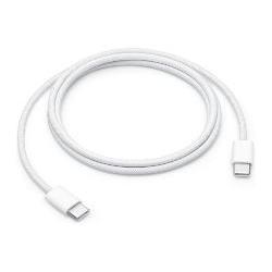 Cable desde USB-C macho a USB-C macho tipo trenzado longitud 1 metro velocidad de carga de hasta 60w sincronizar y transferir datos entre dispositivos USB-C color blanco.(sustituye a mqkj3zm/a)