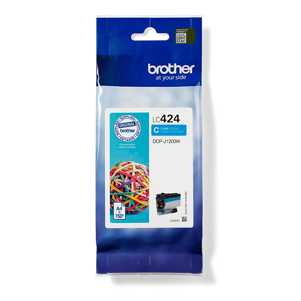 Brother LC424 Cyan Original Ink Cartridge - LC424C. 750 Pages