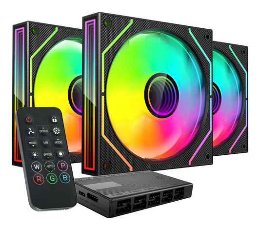 Ventilador Mars Gaming ARGB Kit 3 Negro (MF3DPROKIT)