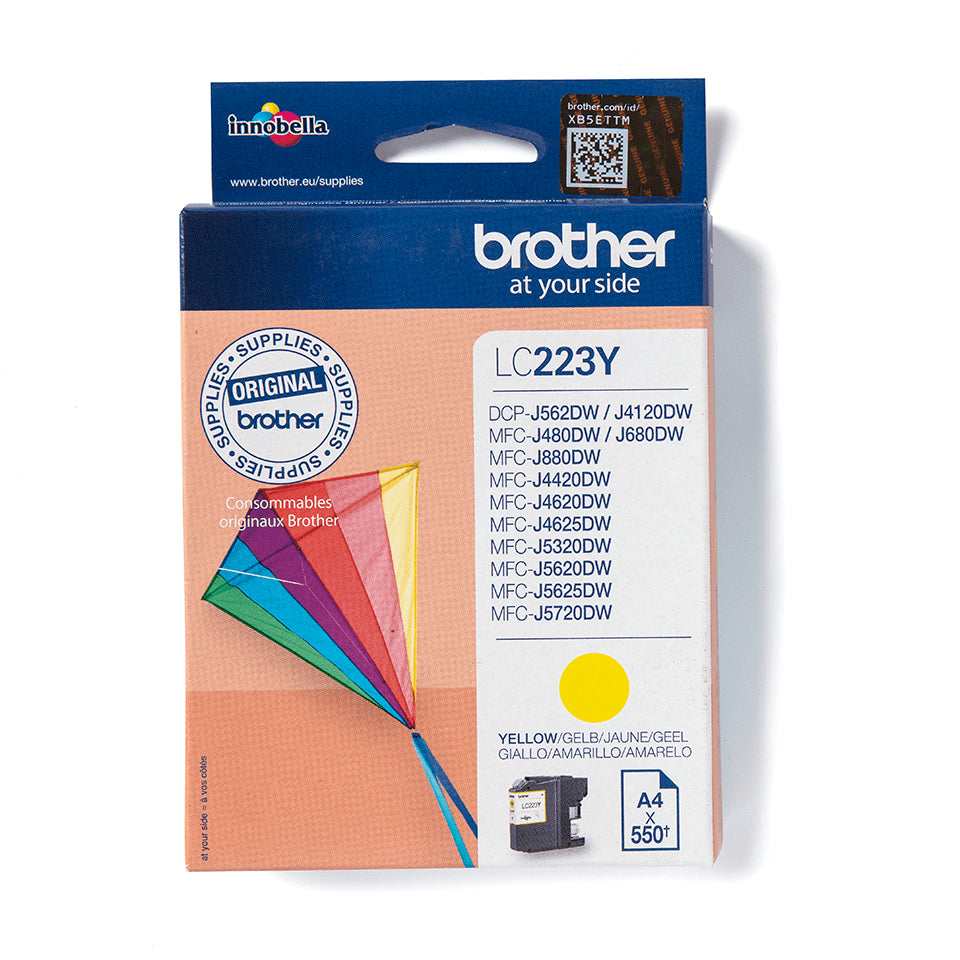 Brother LC223 Yellow Original Ink Cartridge - LC223YBP. 550 Pages