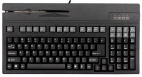 Teclado con cable ps/2 de 105 teclas con lector de banda magnetica hasta 3 pistas formato normal negro