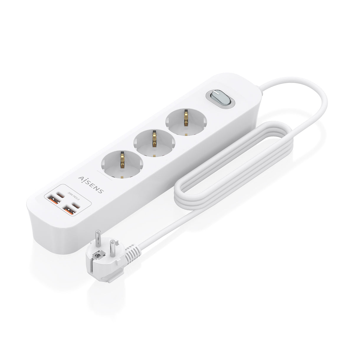 Regleta Aisens 3Tomas 2Usb-C 2Usb-A (ASPS-2A2C10-W)