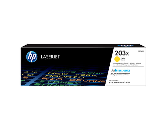 HP CF542X Yellow Original LaserJet Toner Cartridge - 203X. 2,500 Pages