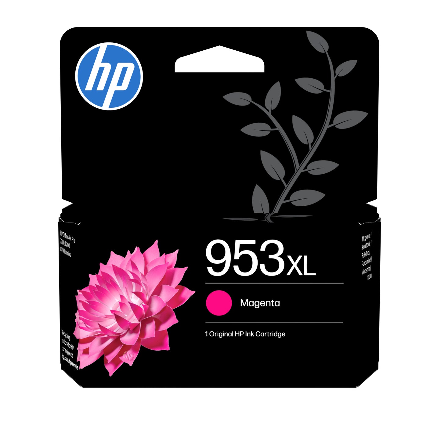 HP 953XL Magenta Original Ink Cartridge - F6U17AE. 1,600 Pages