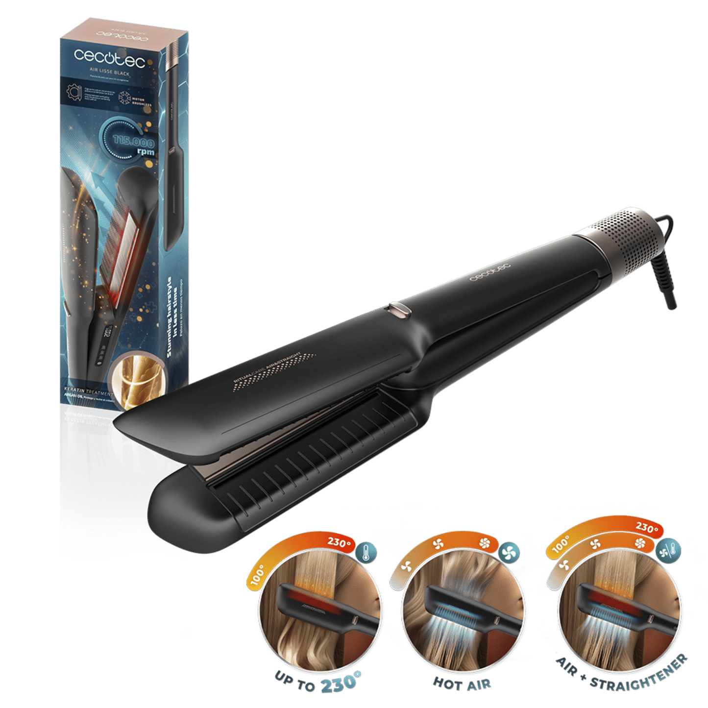 CECOTEC Air Lisse Black Hair Straightener (A01_EU01_100988)