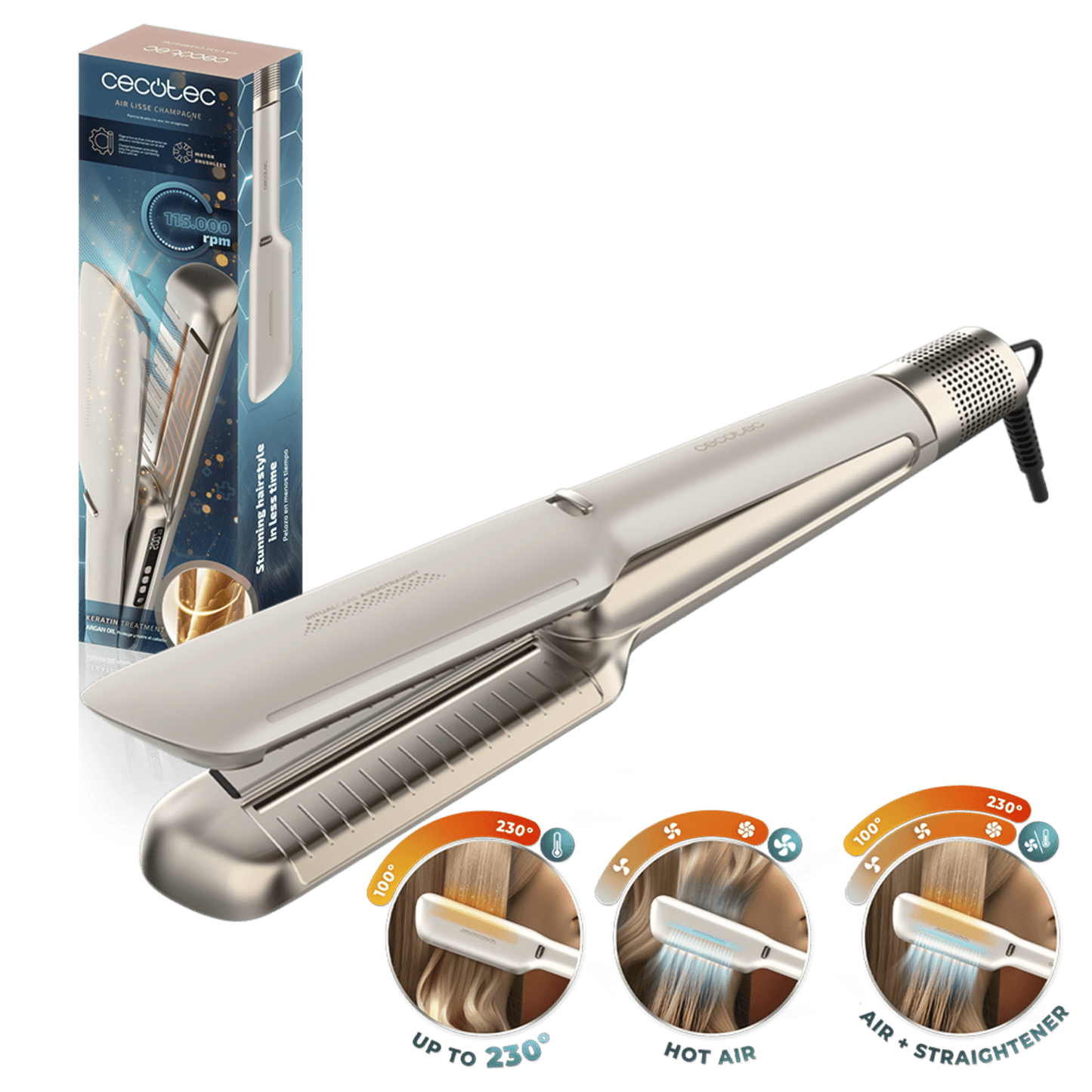 Plancha Pelo CECOTEC Air Lisse Champan(A01_EU01_100989)