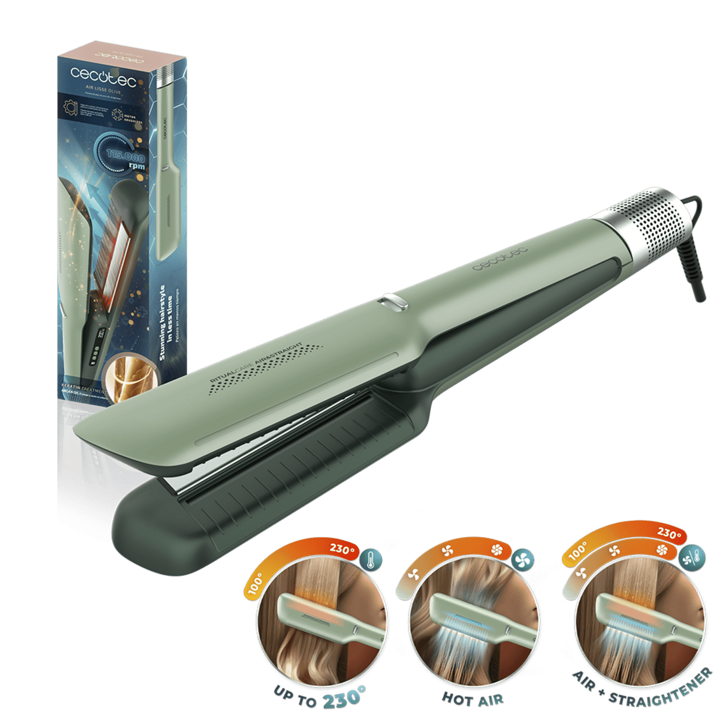 Hair straightener CECOTEC Air Lisse Olive (A01_EU01_100990)