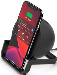 Cargador inalambrico qi 10w de potencia y altavoz bluetooth para ios y android, una compacta solucin de carga rpida inalmbrica de manera que tu dispositivo se cargar rpidamente mientras escuchas msica o haces llamadas, ya que tambin incorpora micrfono.