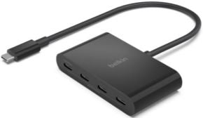 USB hub desde USB-C con cuatro puertos USB-C gen 2 pd 100w color negro