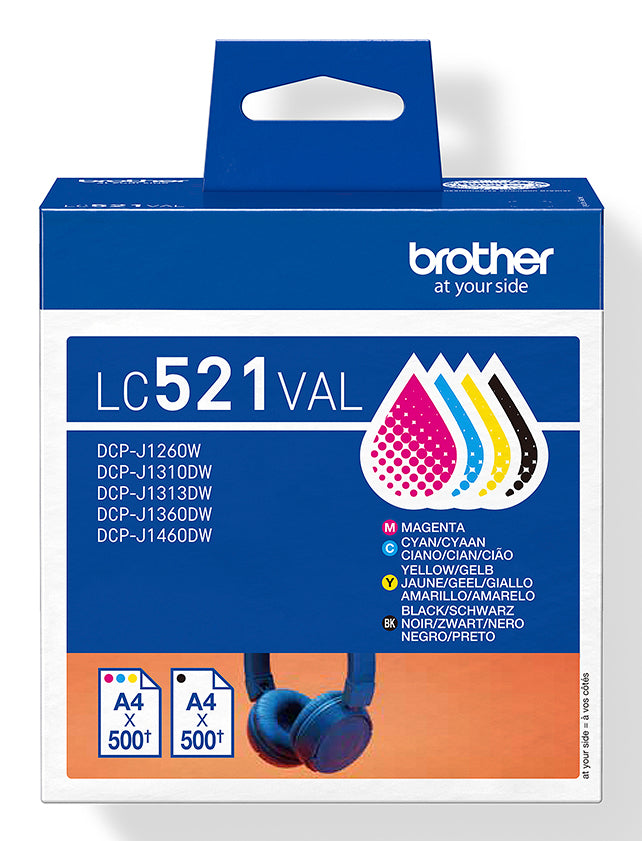 Ink BROTHER Black/Cyan/Magenta/Yellow (LC521VAL)
