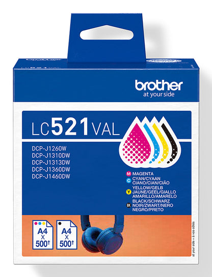 Ink BROTHER Black/Cyan/Magenta/Yellow (LC521VAL)