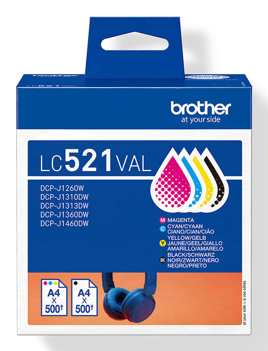 Ink BROTHER Black/Cyan/Magenta/Yellow (LC521VAL)