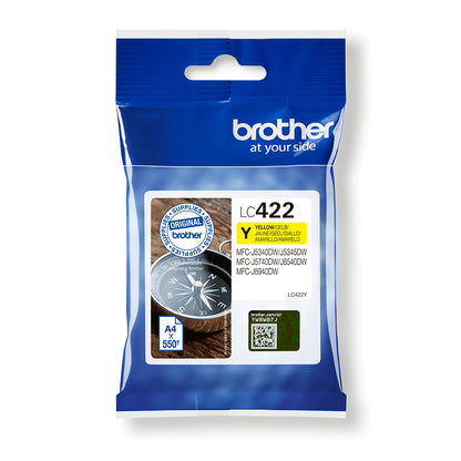 Brother LC422 Yellow Original Ink Cartridge - LC422Y. 550 Pages