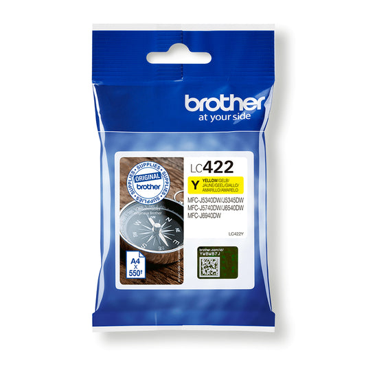Brother LC422 Yellow Original Ink Cartridge - LC422Y. 550 Pages