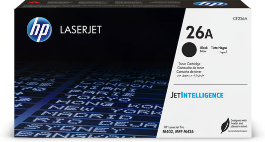 HP CF226A Black Original Toner Cartridge - 26A. 3,100 Pages