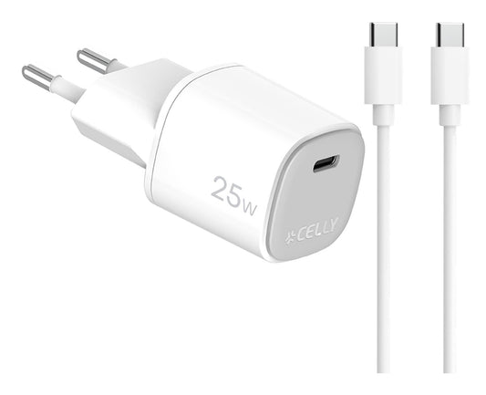 CELLY USB-C 25W Charger + Cable (UPTC1USBC25WCTC)