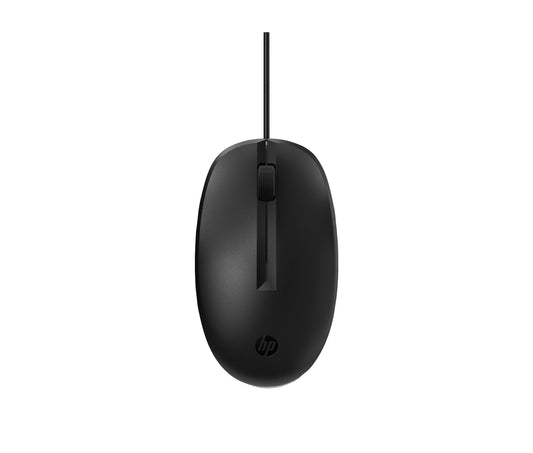 Raton laser con cable HP 128 USB 2 botones ambidiestro negro