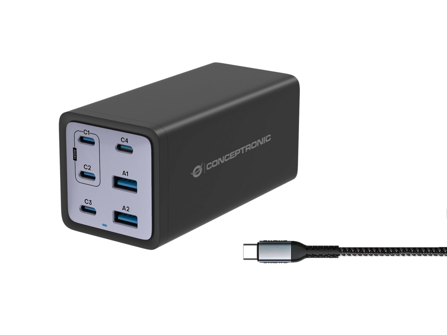 CONCEPTRONIC 200W USB-A/C Black Charger (OZUL06BE)