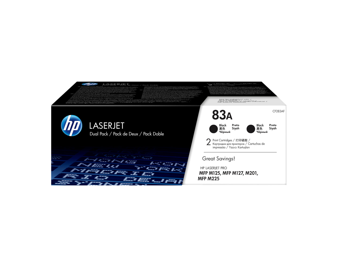 Toner HP LaserJet 83AD Negro 3000 pág Pack 2 (CF283AD)
