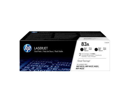 Toner HP LaserJet 83AD Negro 3000 pág Pack 2 (CF283AD)