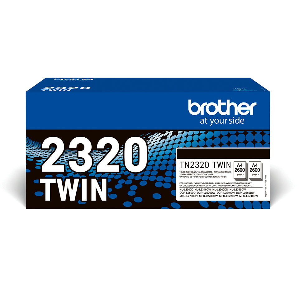Brother TN2320 Black Twin Pack Original Toner Cartridges - TN2320TWIN. 2x 2,600 Pages