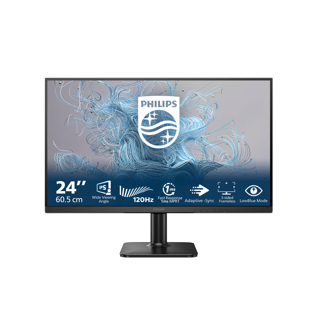 Philips monitor 23.8' 1920x1080 a 120hz led ips full hd 4ms 300cd/m2 1500:1 16:9 hdmi vga angulo vision h:178-v178 inclinacion +20/-5 soporte vesa 100x100mm bordes reducidos negro (24E2N1110/00)