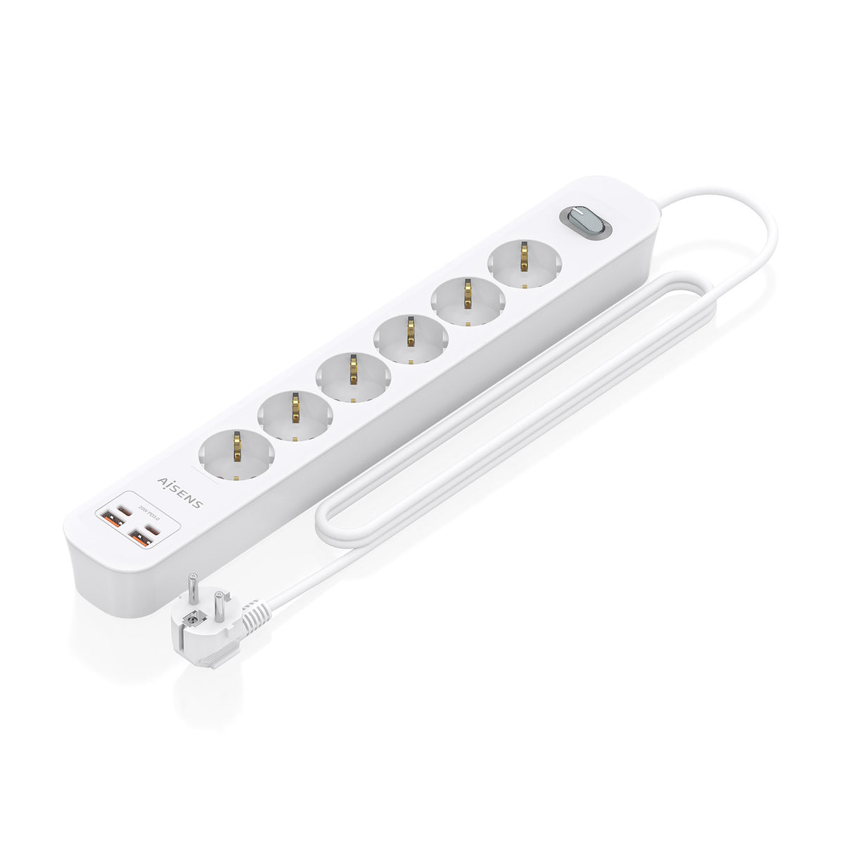 Regleta Aisens 6Tomas 2Usb-C 2Usb-A (ASPS-2A2C16-W)