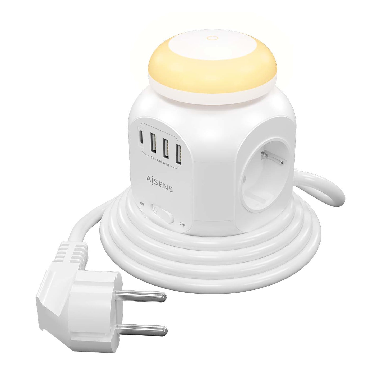 AISENS Power Strip 4xSchuko 4xUSB White (ASPS-3A1CL01-W)