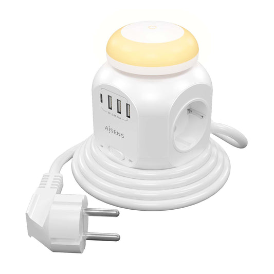 Regleta AISENS 4xSchuko 4xUSB Blanca (ASPS-3A1CL01-W)