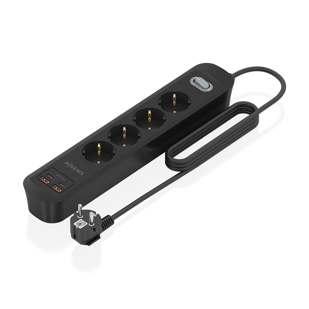 Regleta Aisens 4Tomas 2Usb-C 2Usb-A (ASPS-2A2C13-BK)