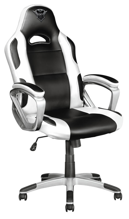 Trust silla gaming gtx 705 ryon negro con detalles blanco piston de gas clase 4 con altura ajustable base reclinable con posibilidad de bloqueo reposabrazos almohadillados soporta 150kg (23205)