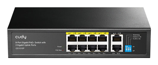 CUDY 10xRJ45 PoE+ Rack Black Switch (GS1010P)