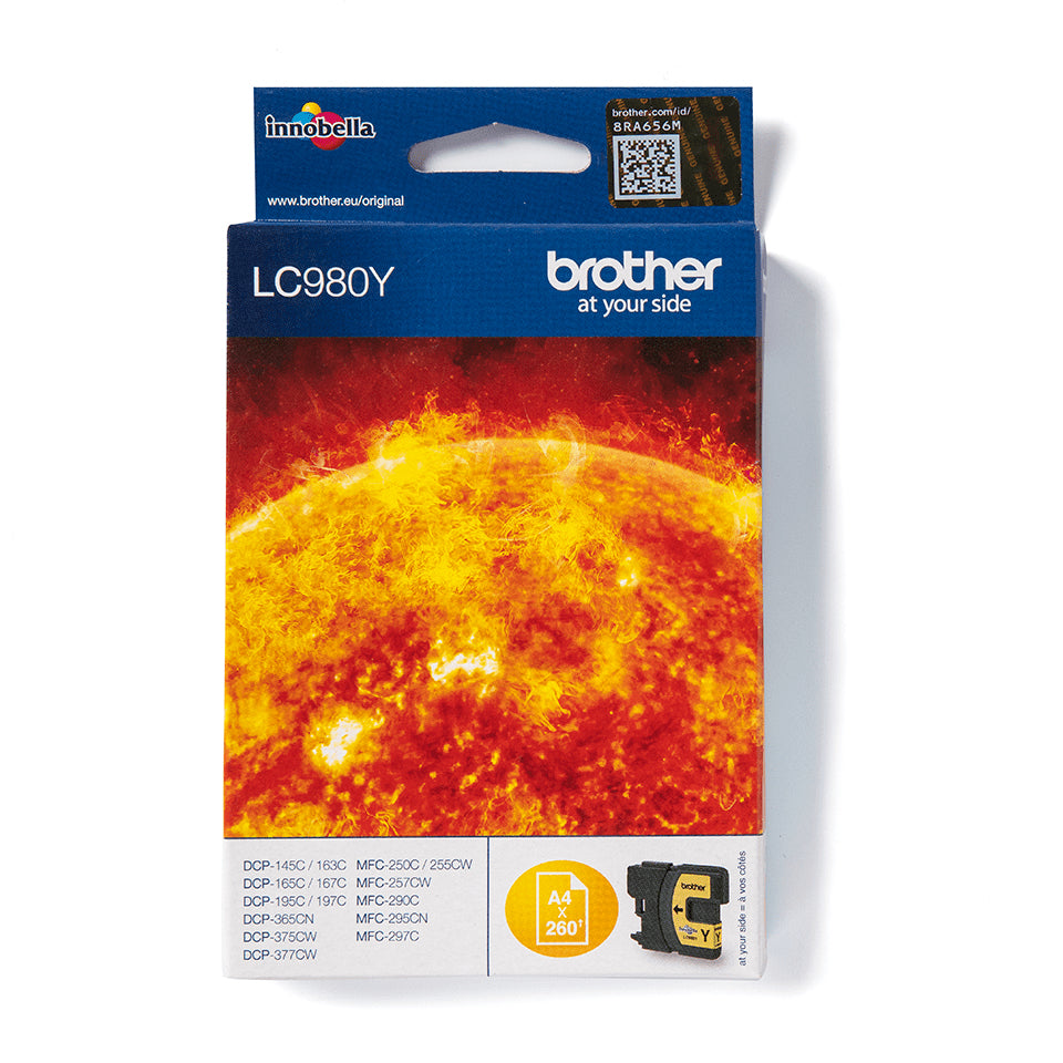 Brother LC980 Amarillo Cartucho de Tinta Original - LC980Y. 260 Paginas